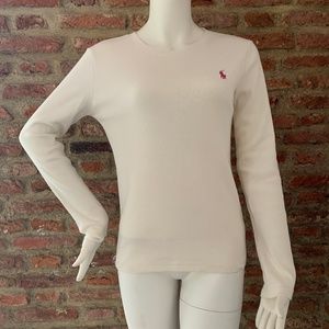 Ralph Lauren Sport Long Sleeve Ivory Crewneck, Size Medium, Preppy Chic Classic